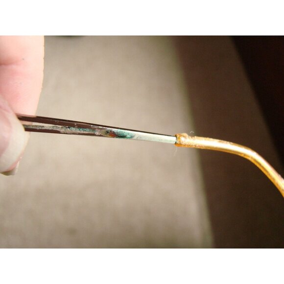 Full Rim Gold Oval Eyeglasses Frame Abalone Shell Insets Arms w/ Case Rose Gold? - Picture 10 of 13